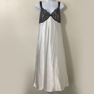 Morgan Taylor Vintage Y2K Feminine Romantic Satin Lace Velvet Maxi Slip Dress XL